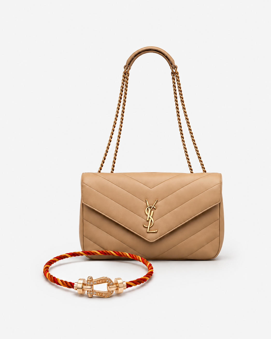 YSL LOULOU MEDIUM EN CUIR MATELASSÉ + FRED